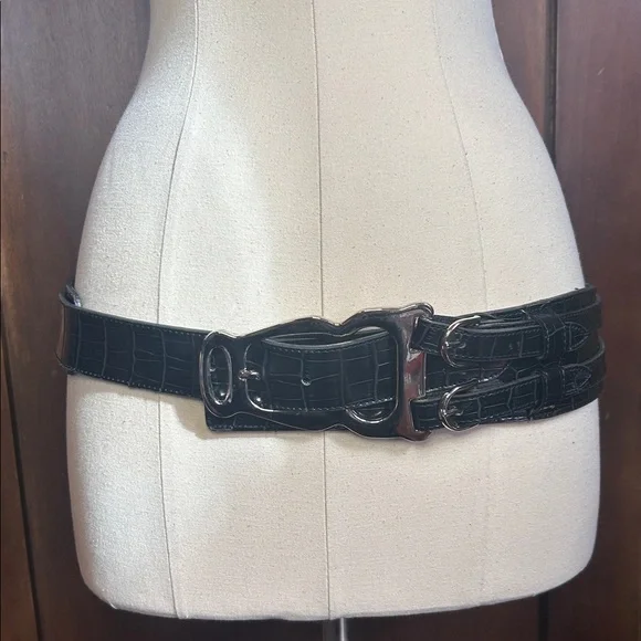 NWOT Bkack Crocodile Heavy Metal Hipster Belt M - Picture 3 of 9